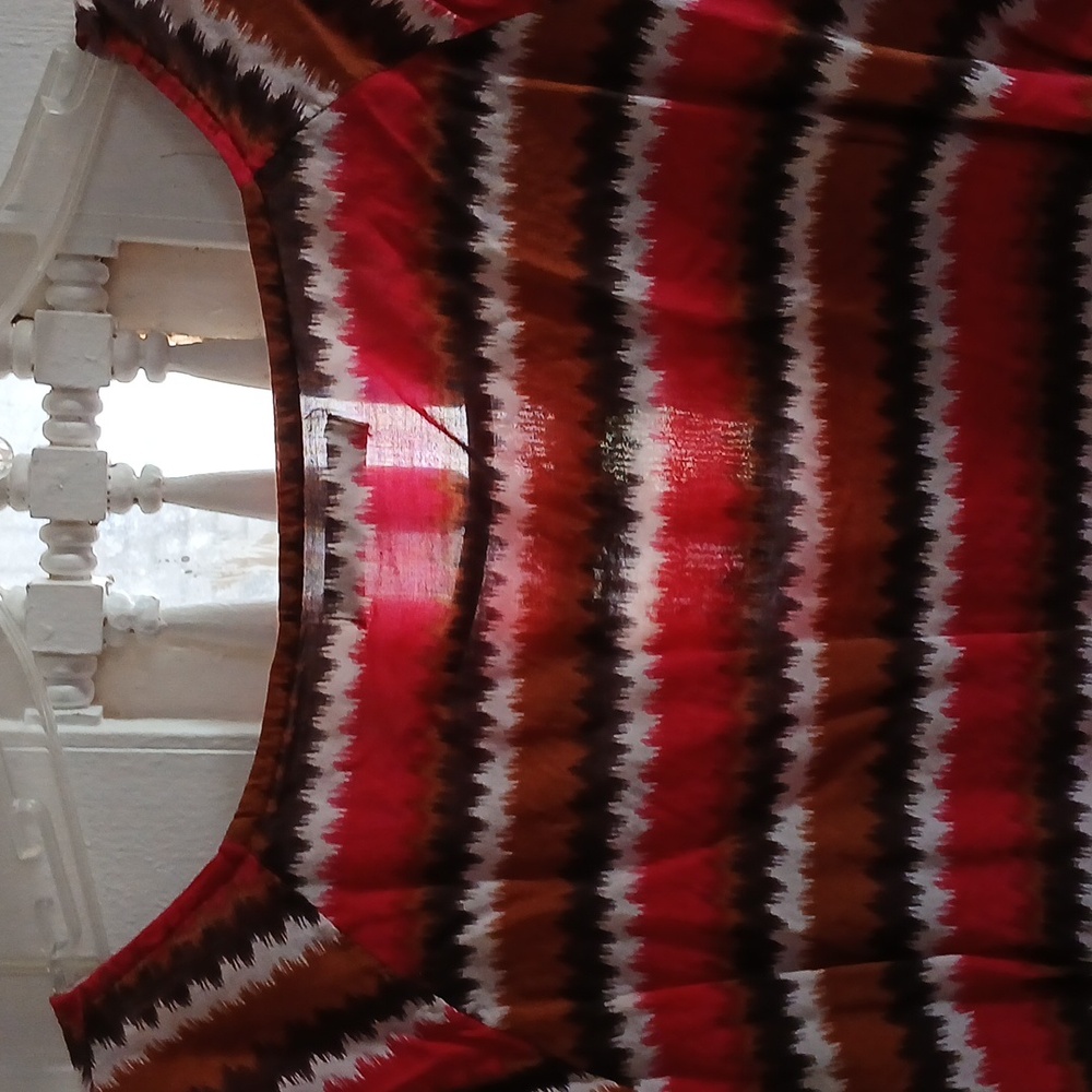 Striped Red and Brown Women's Top - Picture 4 of 5